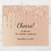 ピーチドリッピンググリッタートレンディーグラムきらきら光るズ結婚ズ スパークリングワインラベル (シングルラベル)