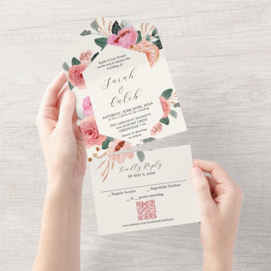 ピーチドリーム オールインワン招待状 (貼ってはがせる)