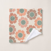 ピーチニュートラルフローラデザイン バスタオルセット (ウォッシュタオル)