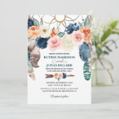 ピーチネイビーボホードリームキャッチャー結婚式招待状 招待状 (スタンド正面)