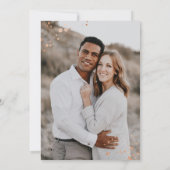 ピーチネイビー銅フローラ水の色の写真結婚。 招待状 (裏面)