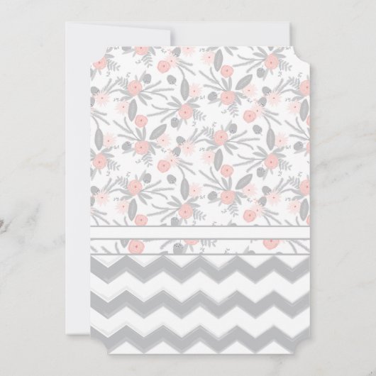 ピーチネイビー&グレージグザグザグタイポグラフィ結婚ズ 招待状 (裏面)