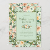 ピーチネオミントダスティーブルーフローラマザーズデイ 招待状 (正面/裏面)