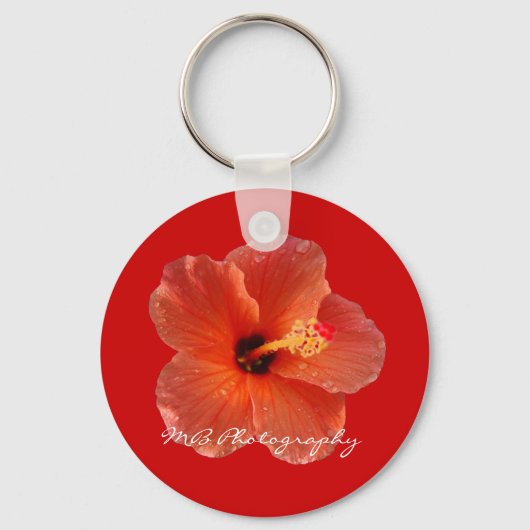 ピーチハイビスカスキーチェーン キーホルダー (正面)