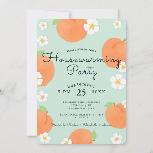 ピーチハウスウォーミングパーティの招待状 招待状 (正面)