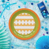 ピーチハートオレンジとグリーン誕生日 ペーパープレート (パーティー)