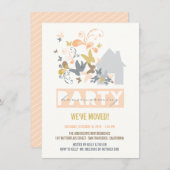 ピーチバタフライバーストハウスウォーミングパーティー招待状 招待状 (正面/裏面)