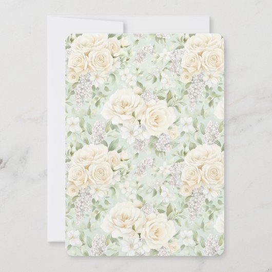 ピーチバタフライホワイトフローラロマン結婚チズ 招待状 (裏面)