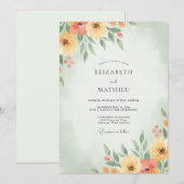 ピーチバターと野の花の結婚式 招待状 (正面/裏面)