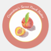 ピーチバターまたはジャムカラーペンシルイラストレーション ラウンドシール (正面)