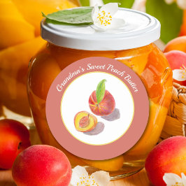 ピーチバターまたはジャムカラーペンシルイラストレーション ラウンドシール