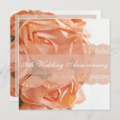 ピーチバラとレース結婚の記念日パーティー 招待状 (正面/裏面)