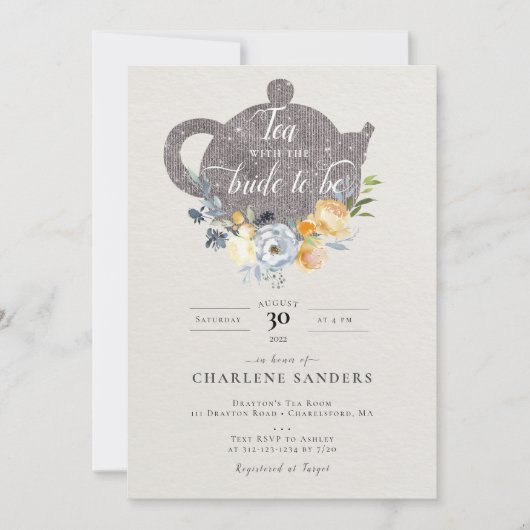 ピーチバラアンドティスルフローラブライダル茶 招待状 (正面)