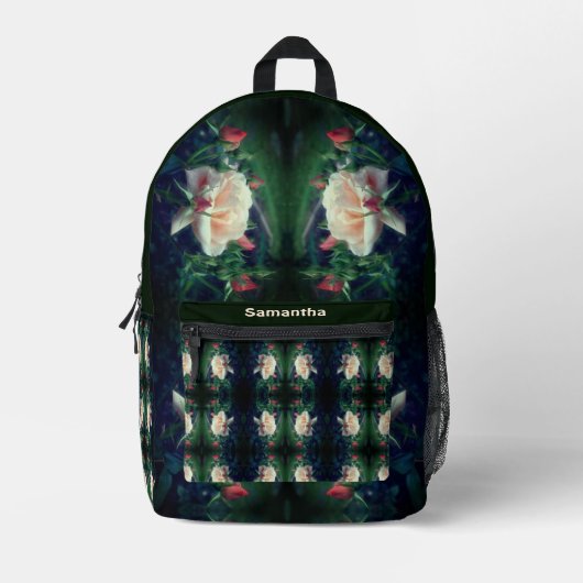 ピーチバラアンドBuds抽象芸術 プリントバックパック (正面)