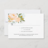 ピーチバライエローローズブズ円形フレームRSVP 出欠カード (裏面)