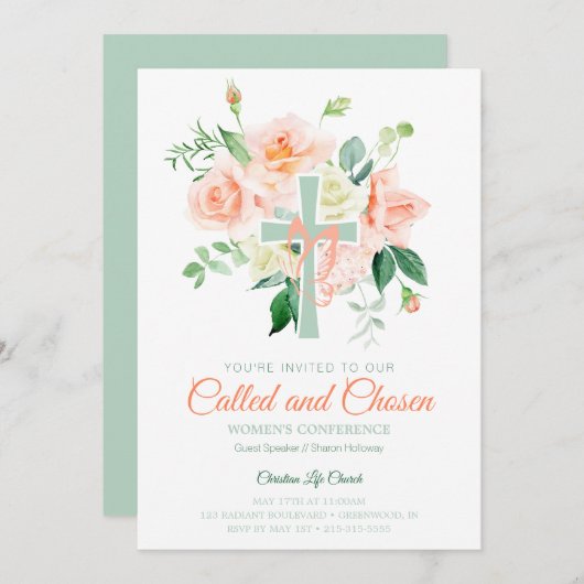 ピーチバラウォーターカラーウィメンズチャーチカンファレンス 招待状 (正面/裏面)