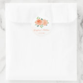 ピーチバラウォーターカラー結婚式用シール ラウンドシール (バッグ)