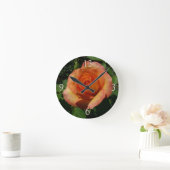 ピーチバラオレンジ花の写真 ラウンド壁時計 (ホーム)
