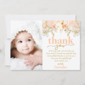 ピーチバラガール誕生日写真サンキューカード サンキューカード (正面)