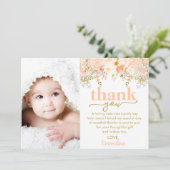 ピーチバラガール誕生日写真サンキューカード サンキューカード (スタンド正面)