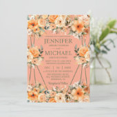 ピーチバラサマー春の結婚式招待状 招待状 (スタンド正面)