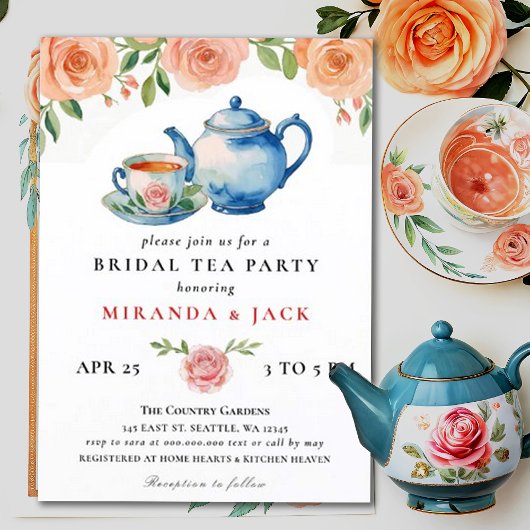 ピーチバラシックフローラブライダルパーティ結婚ズ 招待状