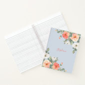 ピーチバラダスティブルーパーソナライズされたフローラ ノートブック (内部)