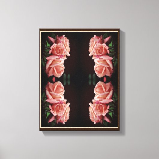 ピーチバラトリオ抽象芸術フローラヴィンテージ キャンバスプリント (正面)