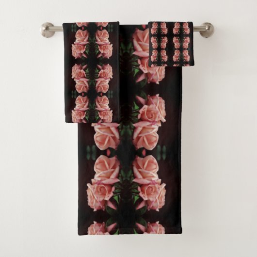 ピーチバラトリオ抽象芸術フローラヴィンテージ バスタオルセット (インサイチュ)