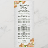 ピーチバラフローラシルバーグリッターエレガントな結婚式 プログラム (裏面)