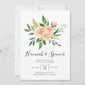 ピーチバラブーケ結婚式招待状 招待状 (正面)