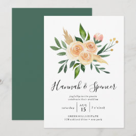ピーチバラブーケ結婚式招待状 招待状