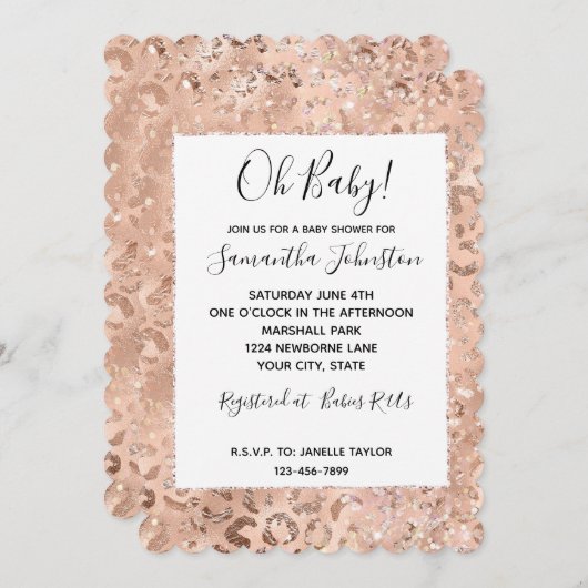 ピーチバラレオパードグリッツ 招待状 (正面/裏面)