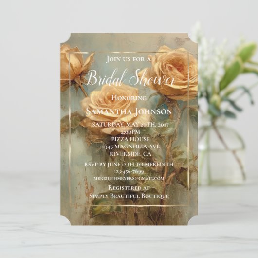 ピーチバラロマンチックフローラブライダルシャワー 招待状 (スタンド正面)