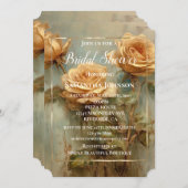 ピーチバラロマンチックフローラブライダルシャワー 招待状 (正面/裏面)