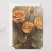 ピーチバラロマンチックフローラ金ゴールドブライダルシャワー 招待状 (裏面)