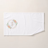 ピーチバラ水色フローラMonogram バスタオルセット (ハンドタオル)