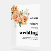 ピーチバラ結婚の歓迎 アクリルサイン (傾斜)