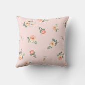 ピーチバラ赤面ピンクパーソナライズされたフローラ クッション (裏面)