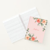 ピーチバラ赤面ピンクパーソナライズされたフローラ ノートブック (内部)