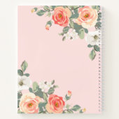 ピーチバラ赤面ピンクパーソナライズされたフローラ ノートブック (裏面)