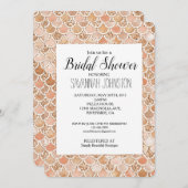 ピーチバラ赤面金ゴールドグリッターブライダルシャワー 招待状 (正面/裏面)