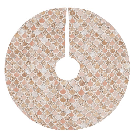 ピーチバラ赤面金ゴールドグリッターマーメイド ブラッシュドポリエステルツリースカート (正面)