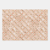 ピーチバラ赤面金ゴールドグリッターマーメイド ラッピングペーパーシート (正面)