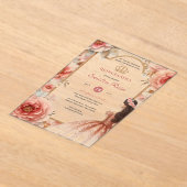 ピーチバラ金ゴールドキンセアニラドレスフローラクリン アクリル招待状 (レイダウン)