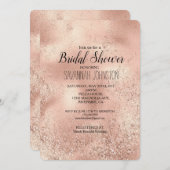 ピーチバラ金ゴールドグリジーグリッター 招待状 (正面/裏面)