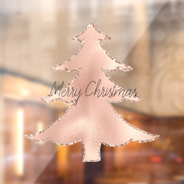 ピーチバラ金ゴールドグリッタークリスマスツリー     ウィンドウサイン