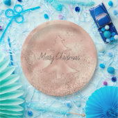 ピーチバラ金ゴールドグリッタークリスマスツリー  ペーパープレート (パーティー)