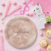 ピーチバラ金ゴールドグリッタークリスマスツリー  ペーパープレート (パーティー)