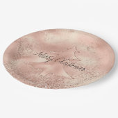 ピーチバラ金ゴールドグリッタークリスマスツリー  ペーパープレート (アングル)